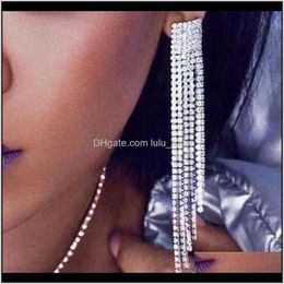 Charm Jewellery Drop Delivery 2021 Exaggerated Acrylic Long Tassel Earrings Womens Fashion Temperament Super Flash Full Diamond Earring Fashion