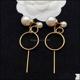 Stud Earrings Jewelry Simple Long Chain For Women Metal Dangle Pearl Earring Minimalist Gift Drop Delivery 2021 Efwqa