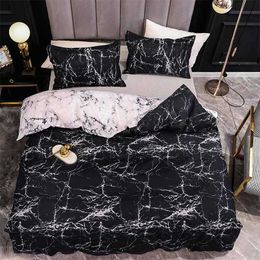 Marble Bedding Set For Bedroom Soft Bedspreads For Double Bed Home Comefortable Duvet Cover Quality Quilt Cover And Pillowcase 211007