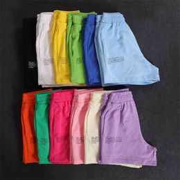 Casual Cotton Sweat Shorts for Women Summer Elastic High Waist Lounge with Pockets Workout Jogger Sports Clothing Female 210719