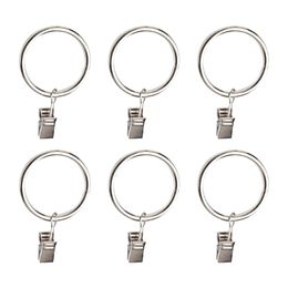 drapery ring set UK - Set 36 Pcs 38MM Metal Curtain Rings With Clips Drapery Hooks (Silver) & Drapes