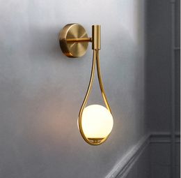 led wall light Gold Color Lamps white glass shade G9 bedroom Bedside Restaurant Aisle Sconce modern bathroom indoor lighting