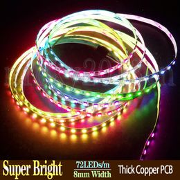 Suer Bright 12V WS2811 IC 5050 SMD RGB LED Pixel Flexible Strip Light Tape 72LEDs/m Addressable Dream Magic Colour Changing 8mm Width Non Waterproof