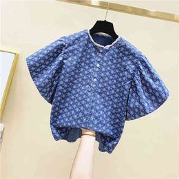 Summer Women's Batwing Short Sleeves Floral Style Shirt Female Ladies Shirts Blouse Tops A3640 210428