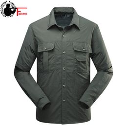 Military Style Mens Shirts Tactical Shirt Summer Quick Drying Sleeves Detachable Army Clothing Male Shirts Breathable Work Wear 210518