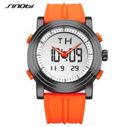 Sinobi Sports Watches Men Women Dual Display Analogue Digital Led Electronic Quartz Wristwatches Men Reloj Waterproof Alarm Clock Q0524