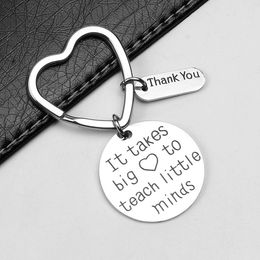Stainless steel Thank you Keychains Metal Heart Key Chain Ring Rings Unisex Keyring holder Accessories for women men