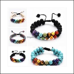 Beaded, Strands Jewelry7 Chakras Beaded 8Mm Double-Deck 7 Colors Natural Stone Beads Fashion Bead Bracelets Jewelry Drop Delivery 2021 Bjflp