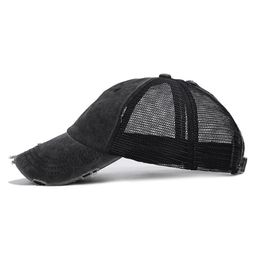 Baseball Cap Adjustable Mesh Cotton Ponytail Hat Headwear Outdoor Sports Wear With Back Closure For Messy High Buns Hats