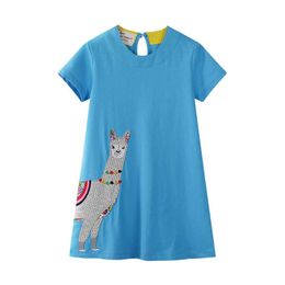Jumping Metres Brand Alpaca Applique Princess Dresses Kids Girls Clothing Cotton Summer Dress Children dress 210529