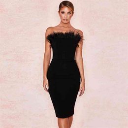 Sexy Dress Summer Women Black Off Shoulder Bodycon Strapless Bandage Party Dresses Ladies Clothes 210515