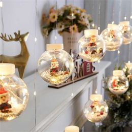 Balls Garland Curtain Light for Room Year Christmas Decor Curtain for Home Festoon Led Light Fairy Lights Led Garland Lights 211122