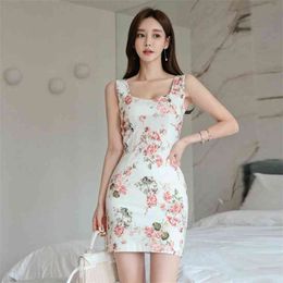 retro koran ladies Sleeveless elegant print Sexy Night club party tight Dresses for women china clothing 210602