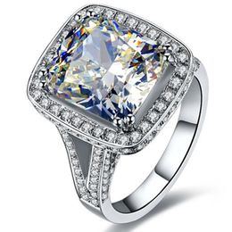 -Luxusring Sterling Silber 8CT Kissen Engagement Schmuck 925 NSCD Simulierte Diamond Lord Marke Qualität PT950 gestempelt