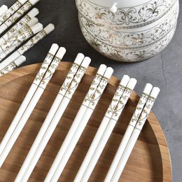 Chopsticks 5Pair/Set Ceramic Chinese Bone China Tableware Non-slip Mildew Proof Reusable Porcelain Household Health Kitchen Tool