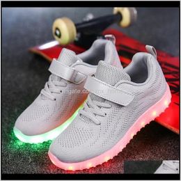 Baby Kids Maternity Drop Delivery 2021 Uncle Jerry Child Summer Light Up For Boys And Girls Led Sneakers Usb Rechargeable Breathable Children