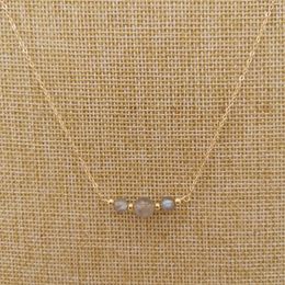 Labradorite Moonstone Necklace Round Natural Stone 14K Gold Filled Choker Charms Pendants BOHO Women Gift Collier Femme Chains