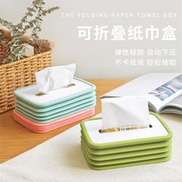 Toilet Paper Holders Creative Compressible Tissue Boxes Silicone Box Automatically Press Down Household Drawers Bathroom