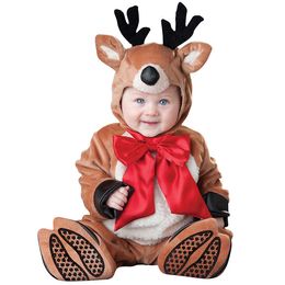 Mascot doll costume 0-3Years Baby Christmas Elk Deer Rompers Kid Birthday Party Role Play Dress Up Outfit Festival Xmas Halloween Costume