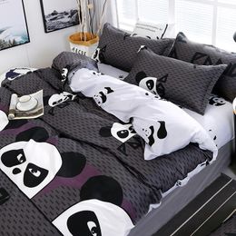 Bedding Sets Chinese Style Cartoon Panda Pattern Set Bed Linings Duvet Cover Sheet Pillowcases 4pcs/set