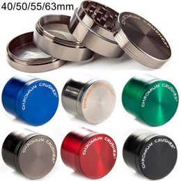 Wholesale CHROMIUM CRUSHER Smoking Tobacco Grinder 4 Layers Zinc Alloy Metal Dry Herb Grinders 40mm 50mm 55mm 63mm Diameter 6 Colours