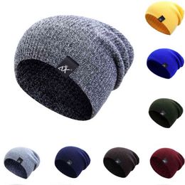 Women's Fashion ADK Label Knitted Winter Hats For Women 2021 Men Autumn Warm Crochet Blends Skullies Beanies Hip Hop Bonnet Hat Y21111