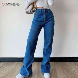 Women's Flared Jeans High Waist Fashion Wide Leg Streetwear Plus Size Trousers Female Baggy Mom Denim boot cut Pants 210809