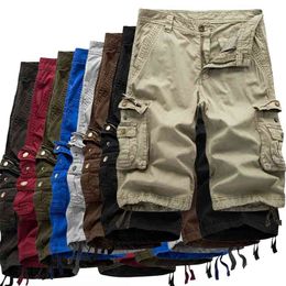 Cargo Shorts Men Summer Army Military Tactical Homme Casual Solid Multi-Pocket Male Plus Size 210716