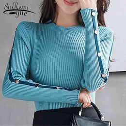 fashion sueter mujer invierno women long sleeve Bottoming warm winter sweater blue kintted pullovers 5035 60 210427