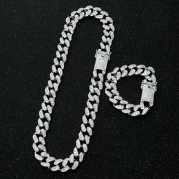 Ras Neck Necklace with 20mm Mesh Cuban Chain, Hip-hop Jewelry, Men's Crystal Diamond Ice Necklace Q0809