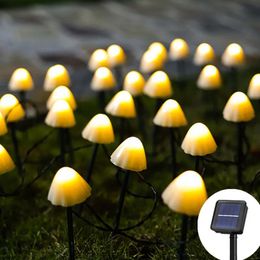 Строки солнечные светодиодные светильники открытый гриб садовые украшения фонари IP66 водонепроницаемая гирлянда мебель декор ячейки фея