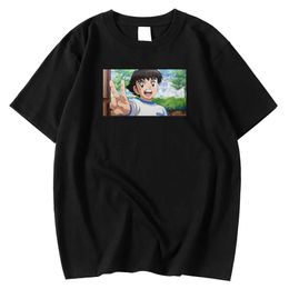Short Sleeve Comfortable Men Tee Shirts Spring Summer T-Shirts Anime Captain Tsubasa Print Tops Oversized Ocrewneck Tshirt Mens Y0809