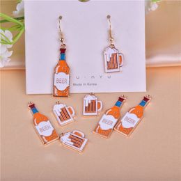 alcohol Beer Drink Enamel Metal Charms Golden Base Earring Bracelet DIY Jewelry Making