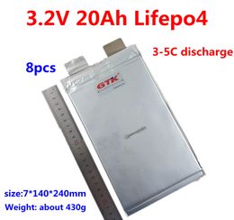GTK 8pcs rechargeable LiFepo4 battery pouch 3.2V 20Ah for 24V bttery pack DIY golf cart solar system 70140240