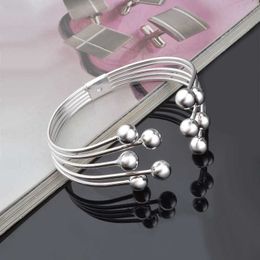 Beads Silver Plated Bracelet Bangles High Quality Bracelets & Bangles 8mm Beads Bracelets for Women Jewellery Pulseiras Jl121 Q0719