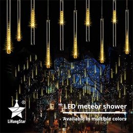 LED Meteor Duş 30 cm / 50 cm Noel LED Dize Garland Tatil Şerit Işık Bahçe Sokak Dekorasyon için Suya Dayanıklı Peri Işık 211122