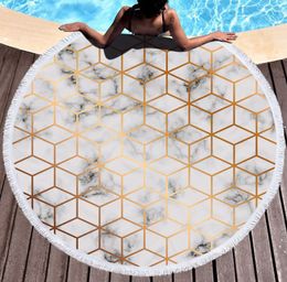 The latest 150CM round printed beach towel, gold pattern style, microfiber and tassels, soft feel, support Customised LOGO