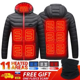 11 Areas Men's Winter Jacket Electric Heated Jackets Hunting Clothing Ski Jacket Parkas Outerwear USB Heated Vest Warm 8 Areas 211216