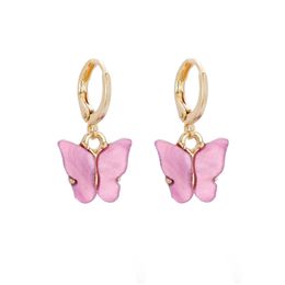 2021 Arylic Butterfly earrings Coloured dangle ear ring clip Chandelier women rings fashion Jewellery will and sandy