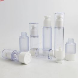 200 x 15ml 30ml 50ml Clear Frost Airless Pump Bottle Easy to Carry Lotion Containers For Travelgoods qty