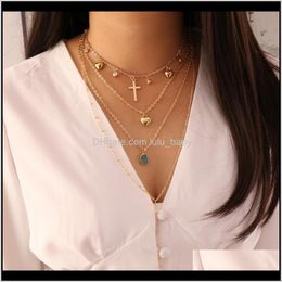 S1129 Europe Fashion Jewellery Womens Heart Beads Multilayer Chains Ladies Cfg2V Necklaces Xiosv