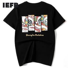 IEFB İlkbahar Yaz Moda Baskı Tops Çin Tarzı Saf Pamuk Büyük Boy Yuvarlak Yaka Kısa Kollu T-Shirt 9Y5864 210524