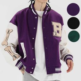 Loose Stitching Jacket Embroidery Letter Women Streetwear Flocking Printed Jacket Unisex Optional Harajuku Baseball Jacket Men 211009