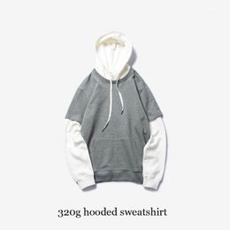 Men's Hoodies & Sweatshirts Spring Men Oversized Cotton Hoodie Cute Hooded Vintage Male Casual Grey White Patchwork Boys Sportswear XXXL