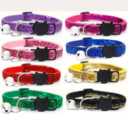 Fast Ship Pet Cat Collar With Bell Safety Breakaway Adjustable Nylon Ribbon Necklace for Cats Puppy Small Dogs Collars C0610G02