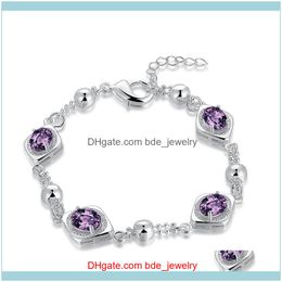 Charm Jewelrycharm Bracelets Fashion Trend Bracelet Zircon Elegant Purple Crystal Luxury 925 Sier Lobster Buckle Jewelry Wholesale Drop Deli