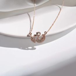 2022 japão ouro jóias Love Swan Lucky Colar Mulheres Curta Clavícula Corrente Pingente Rose Gold Japão Coréia Simples Colar de Jóias Mulheres
