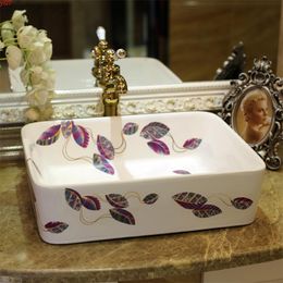 Rectangular shape Europe style china washbasin sink Jingdezhen Art Counter Top ceramic bathroom antique sinkgood qty