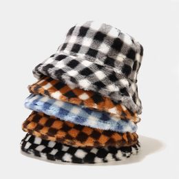 Fashion Plaid Print Fisherman Hat Womens Outdoor Winter Bucket Hats Panama Bob Hat Faux Bucket Hats For Men Casquette