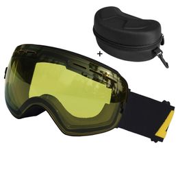 LOCLE Ski Goggles Double Layers UV400 Anti-fog Big Ski Mask Glasses Skiing Snow Men Women Snowboard Goggles 220110